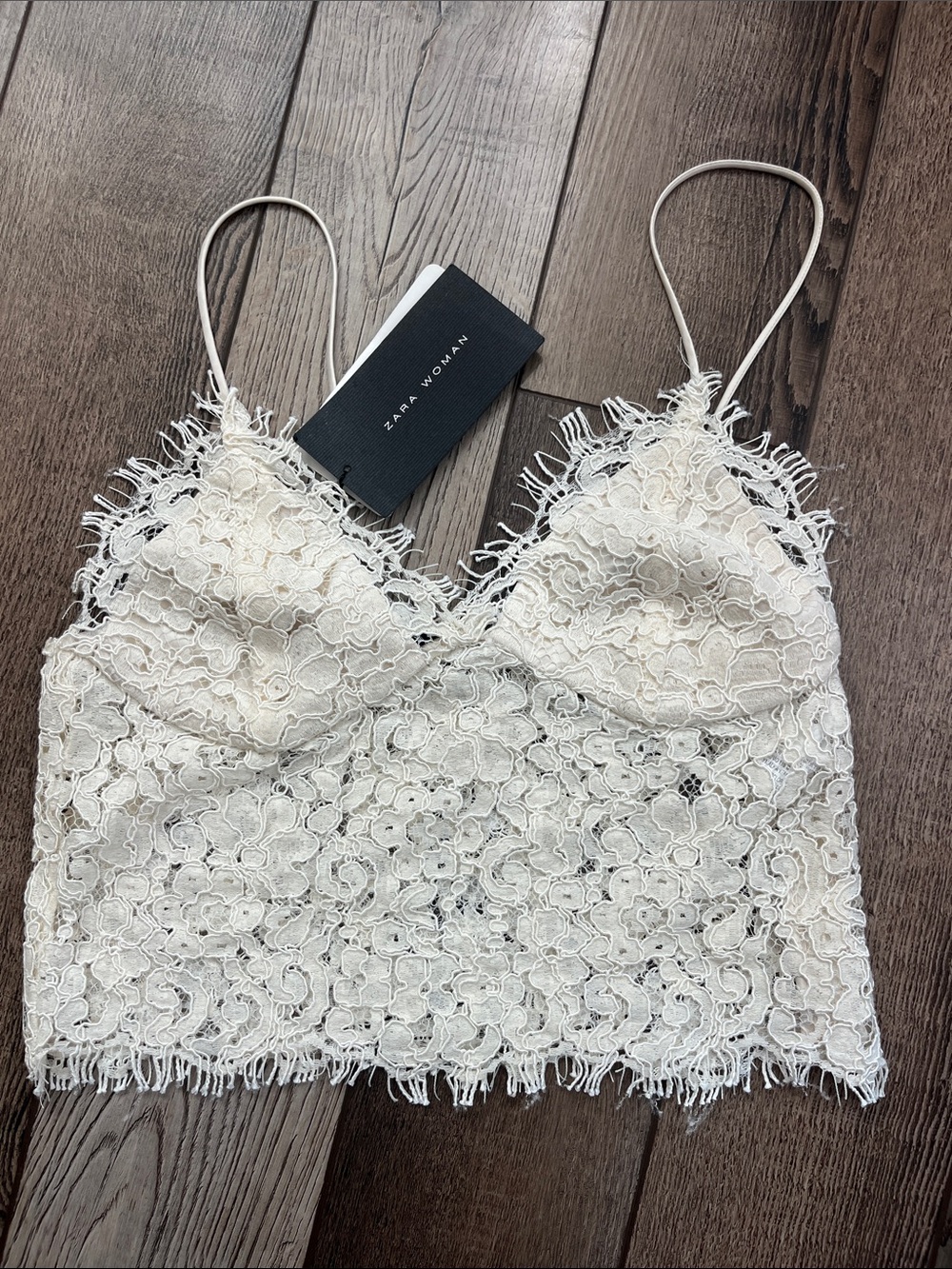 NWT Zara Ivory Lace Camisole Top Womens Size Small